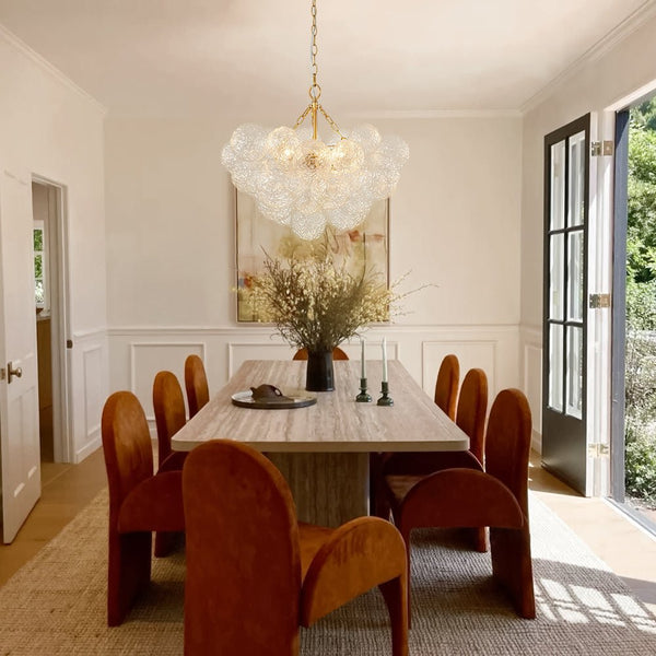 Chandelierias - Modern Glam Water Patterned Glass Bubble Chandelier - Chandelier - Brass - 3 Bulbs