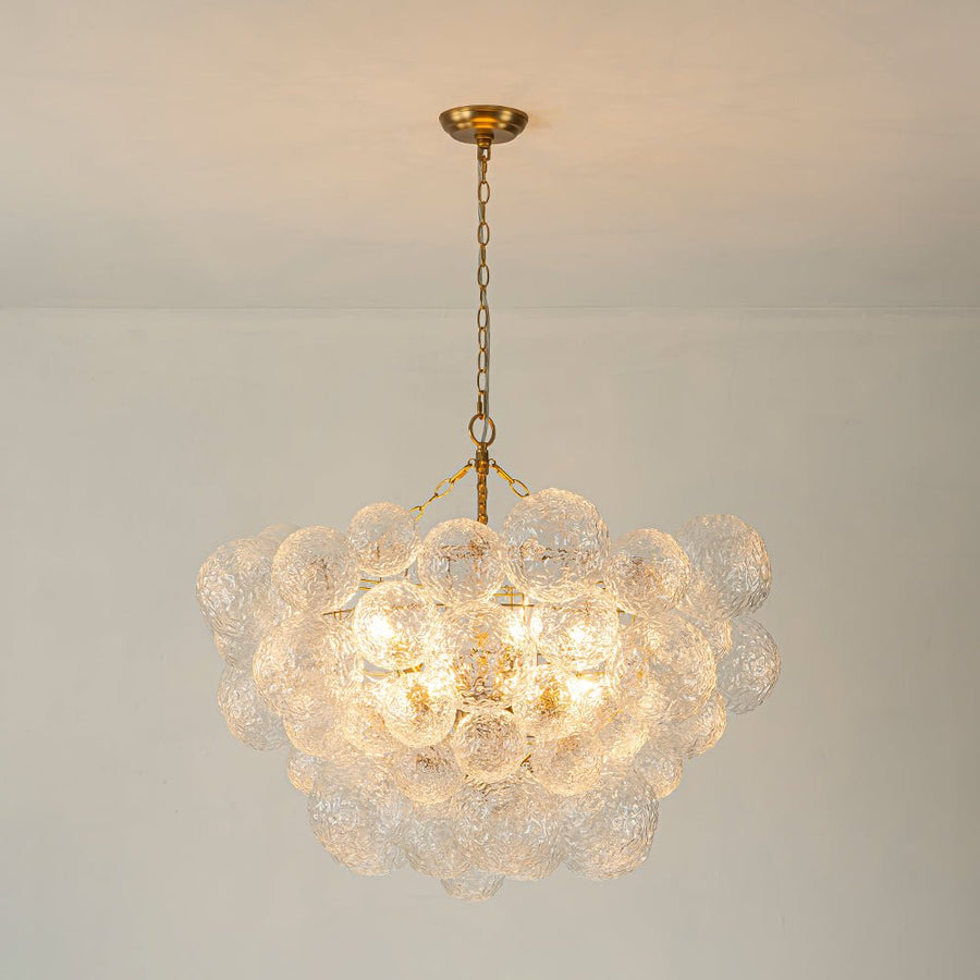 Chandelierias - Modern Glam Water Patterned Glass Bubble Chandelier - Chandelier - Brass - 3 Bulbs