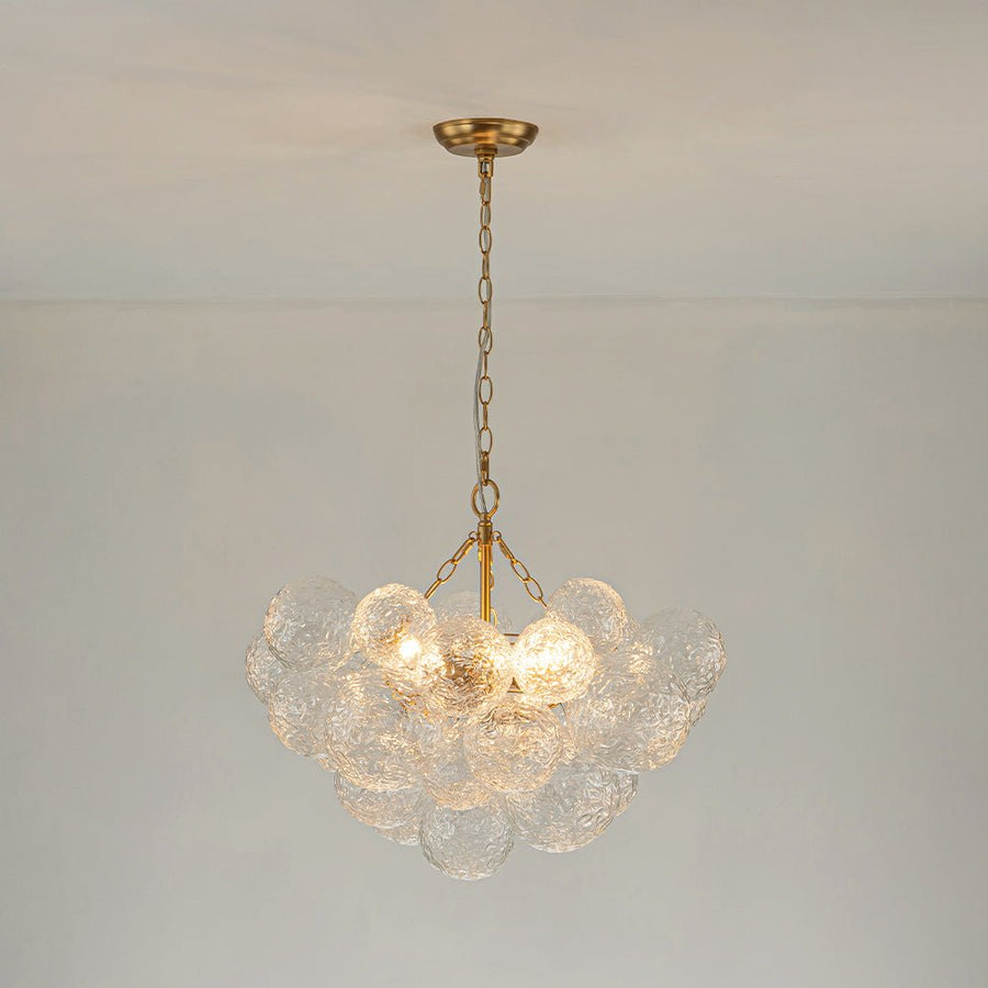 Chandelierias - Modern Glam Water Patterned Glass Bubble Chandelier - Chandelier - Brass - 3 Bulbs