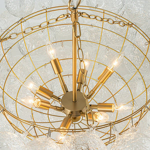 Chandelierias - Modern Glam Water Patterned Glass Bubble Chandelier - Chandelier - Brass - 3 Bulbs