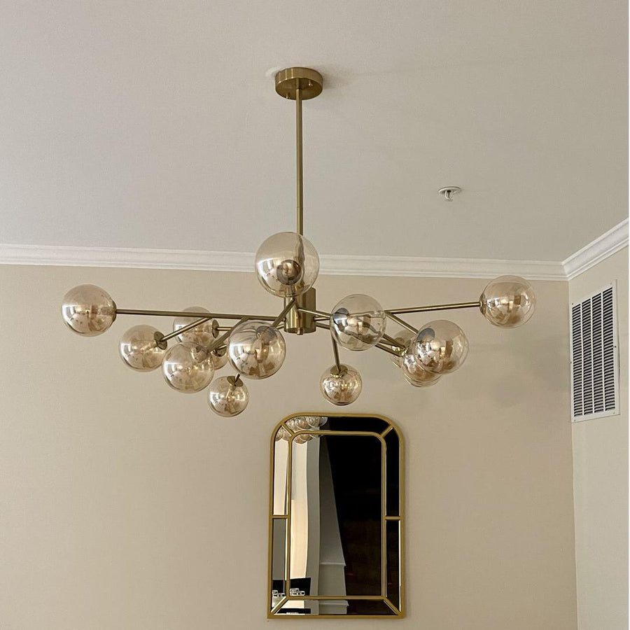 Modern 15-Light Glass Sputnik Sphere Chandelier