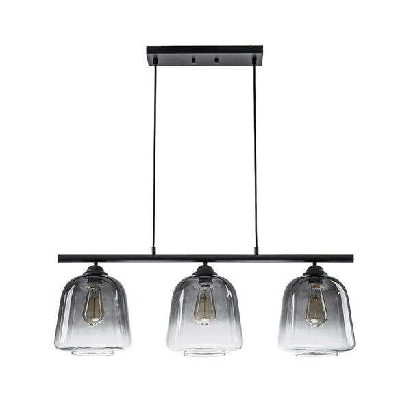 Chandelierias - Modern Gradient Gray Bell Glass 3 - Light Kitchen Island Chandelier - Chandelier - Matte Black - 