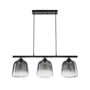 Chandelierias - Modern Gradient Gray Bell Glass 3 - Light Kitchen Island Chandelier - Chandelier - Matte Black - 