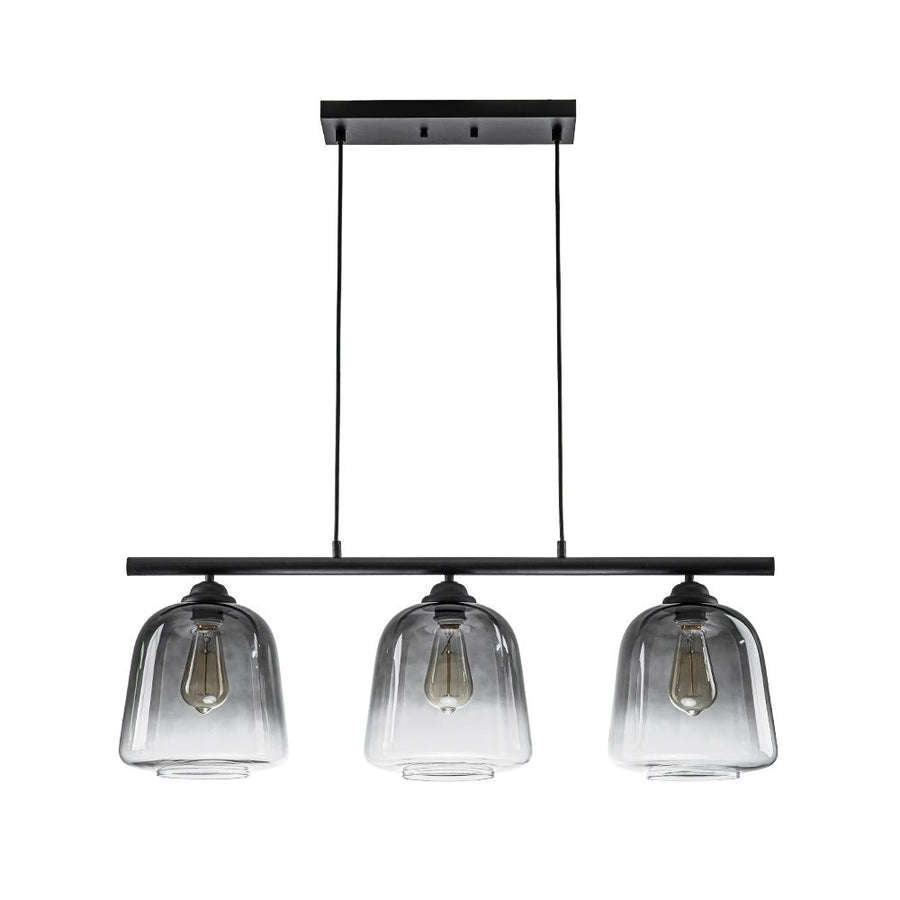 Chandelierias - Modern Gradient Gray Bell Glass 3 - Light Kitchen Island Chandelier - Chandelier - Matte Black - 