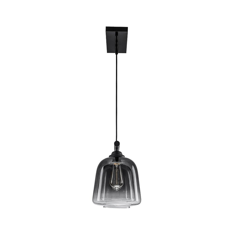 Chandelierias - Modern Gradient Gray Bell Glass 3 - Light Kitchen Island Chandelier - Chandelier - Matte Black - 