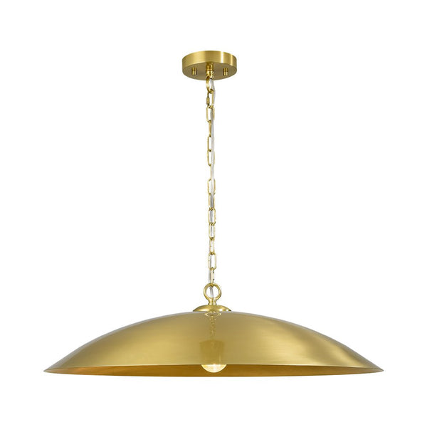 Chandelierias - Modern Industrial 1 - Light Oversized Flat Dome Pendant - Pendant - Brass - 