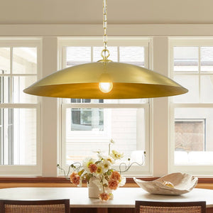Chandelierias - Modern Industrial 1 - Light Oversized Flat Dome Pendant - Pendant - Brass - 