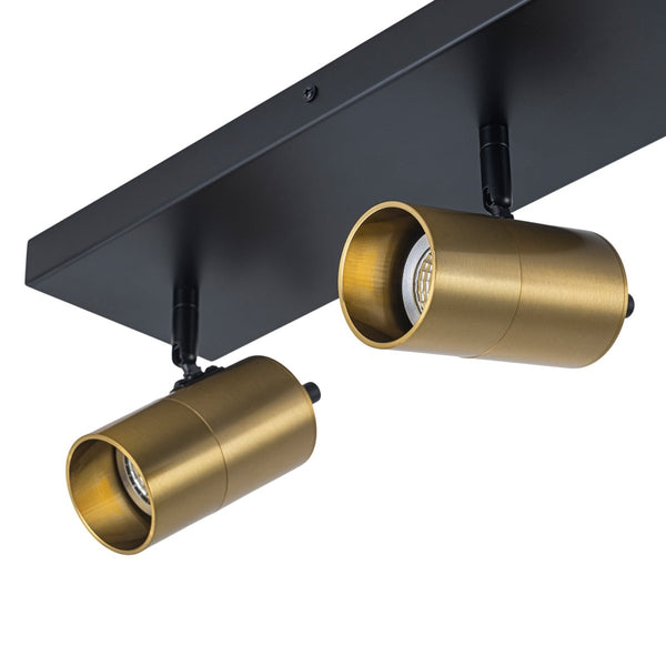Chandelierias-Modern Industrial 4-Light Directional Spotlight Semi-flush Mount-Semi Flush-Black & Brass-