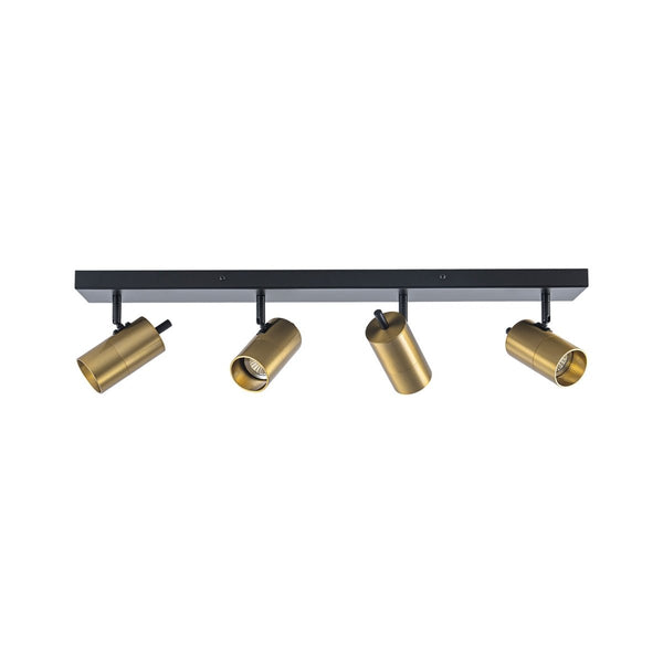 Chandelierias-Modern Industrial 4-Light Directional Spotlight Semi-flush Mount-Semi Flush-Black & Brass-