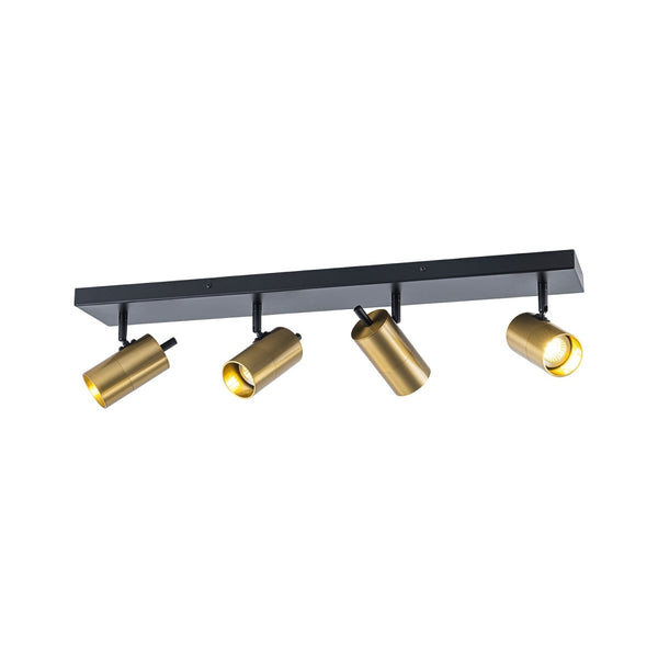 Chandelierias-Modern Industrial 4-Light Directional Spotlight Semi-flush Mount-Semi Flush-Black & Brass-