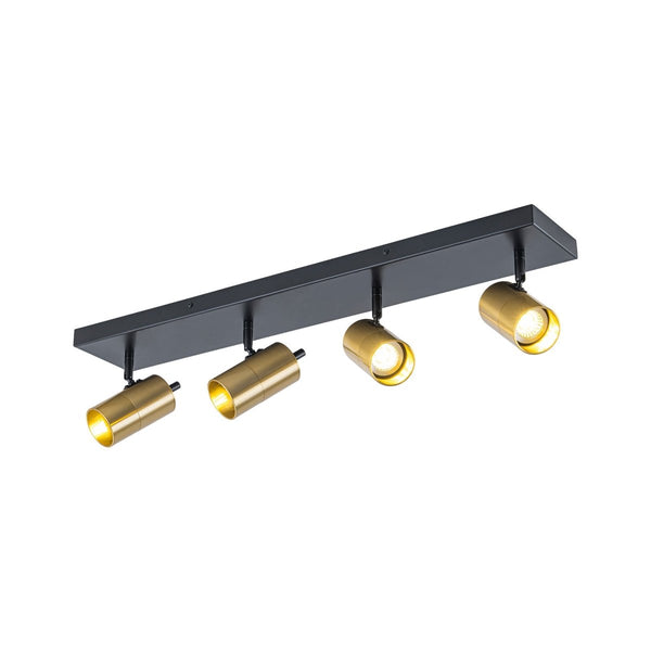 Chandelierias-Modern Industrial 4-Light Directional Spotlight Semi-flush Mount-Semi Flush-Black & Brass-