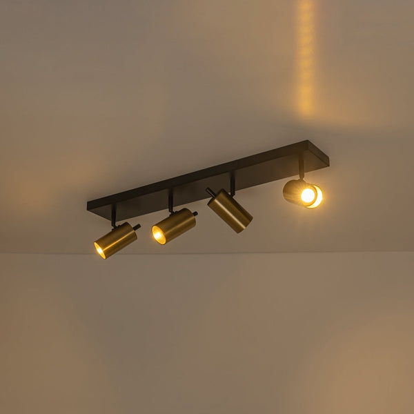 Chandelierias-Modern Industrial 4-Light Directional Spotlight Semi-flush Mount-Semi Flush-Black & Brass-