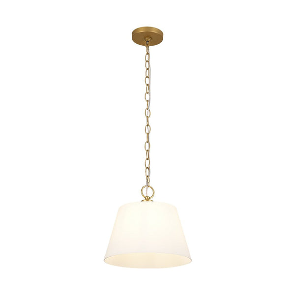 Chandelierias - Modern Ivory White Conical Glass Single Pendant - Pendants - Sleek Brass - 