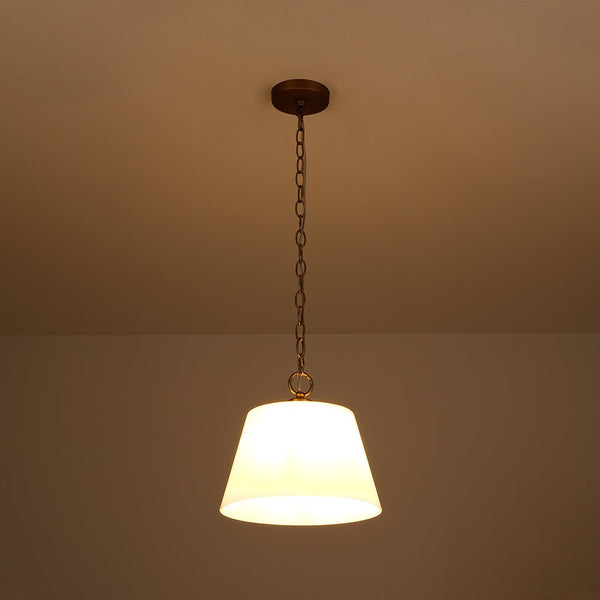 Chandelierias - Modern Ivory White Conical Glass Single Pendant - Pendants - Sleek Brass - 