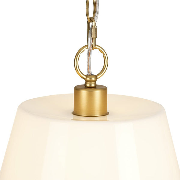 Chandelierias - Modern Ivory White Conical Glass Single Pendant - Pendants - Sleek Brass - 