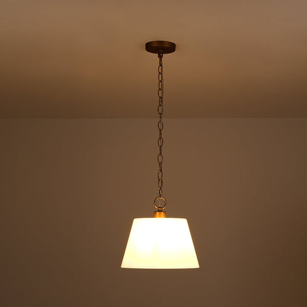 Chandelierias - Modern Ivory White Conical Glass Single Pendant - Pendants - Sleek Brass - 