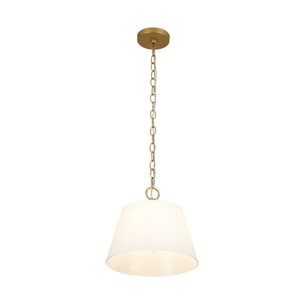 Chandelierias - Modern Ivory White Conical Glass Single Pendant - Pendants - Sleek Brass - 