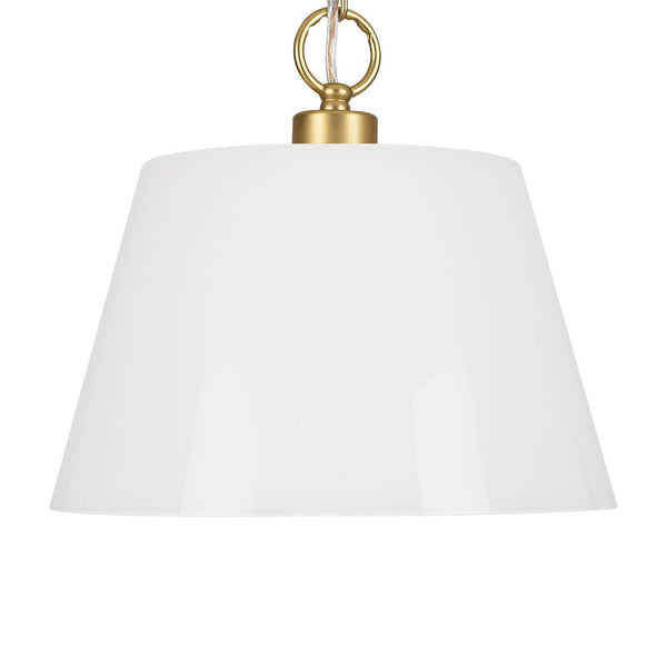 Chandelierias - Modern Ivory White Conical Glass Single Pendant - Pendants - Sleek Brass - 