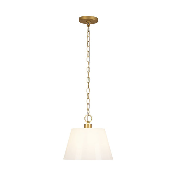 Chandelierias - Modern Ivory White Conical Glass Single Pendant - Pendants - Sleek Brass - 