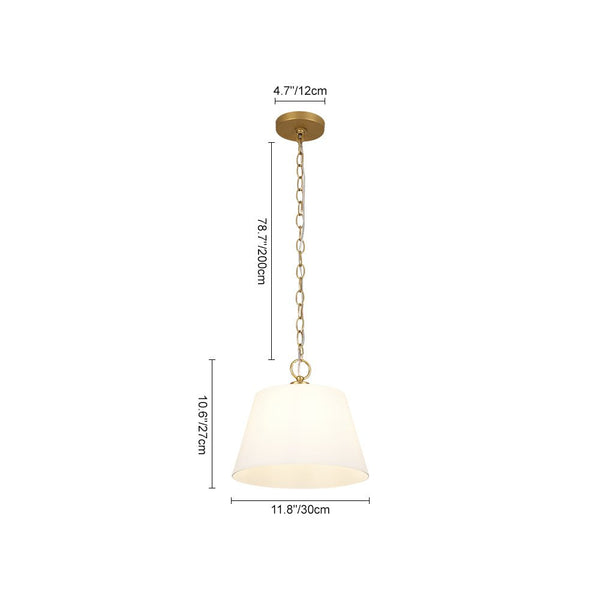 Chandelierias - Modern Ivory White Conical Glass Single Pendant - Pendants - Sleek Brass - 