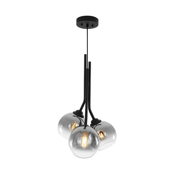 Chandelierias - Modern Linear 3 - Light Mirror Gradient Glass Pendant - Pendants - Matte Black - 