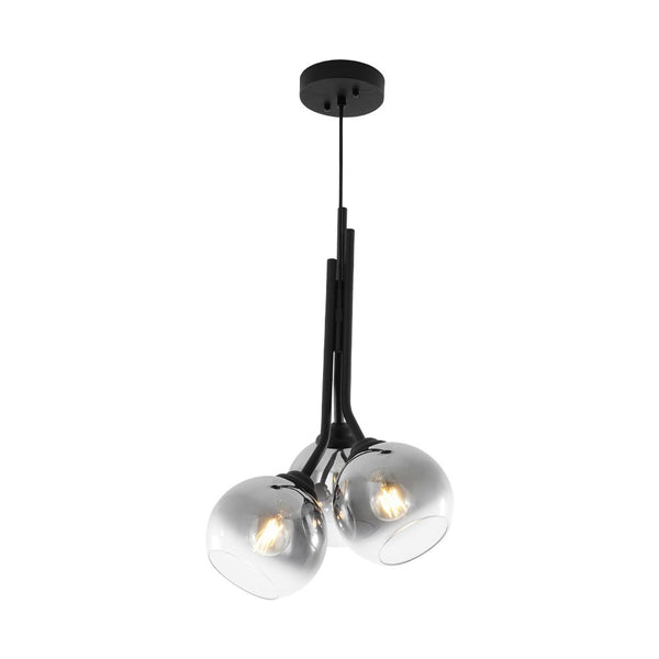 Chandelierias - Modern Linear 3 - Light Mirror Gradient Glass Pendant - Pendants - Matte Black - 