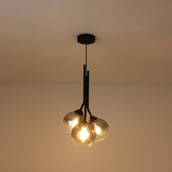 Chandelierias - Modern Linear 3 - Light Mirror Gradient Glass Pendant - Pendants - Matte Black - 