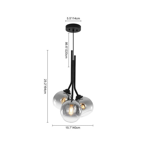 Chandelierias - Modern Linear 3 - Light Mirror Gradient Glass Pendant - Pendants - Matte Black - 