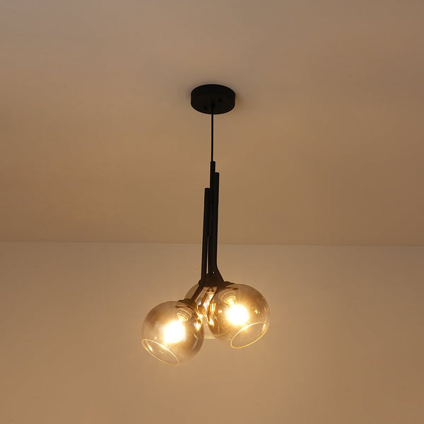 Chandelierias - Modern Linear 3 - Light Mirror Gradient Glass Pendant - Pendants - Matte Black - 