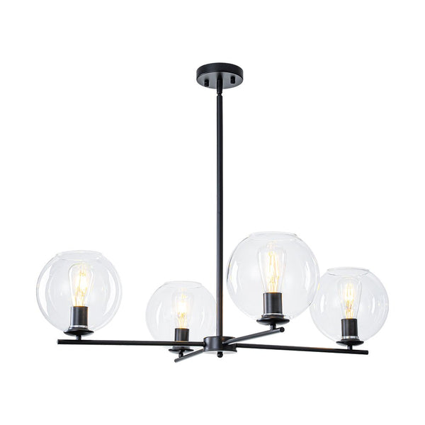 Chandelierias - Modern Linear 4 - Light Criss - cross Hand - blown Glass Chandelier - Chandeliers - Black - 
