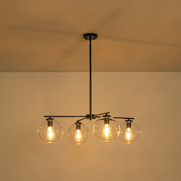 Chandelierias - Modern Linear 4 - Light Criss - cross Hand - blown Glass Chandelier - Chandeliers - Black - 