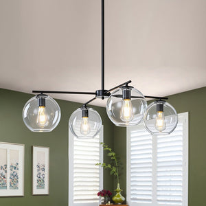 Chandelierias - Modern Linear 4 - Light Criss - cross Hand - blown Glass Chandelier - Chandeliers - Black - 