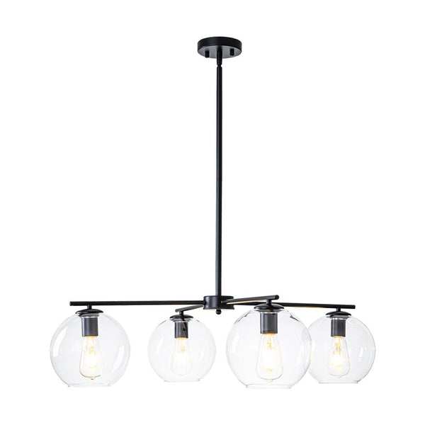 Chandelierias - Modern Linear 4 - Light Criss - cross Hand - blown Glass Chandelier - Chandeliers - Black - 