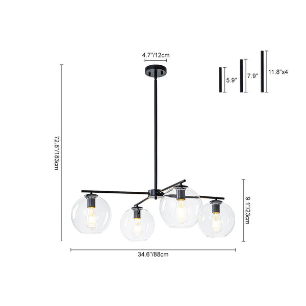 Chandelierias - Modern Linear 4 - Light Criss - cross Hand - blown Glass Chandelier - Chandeliers - Black - 