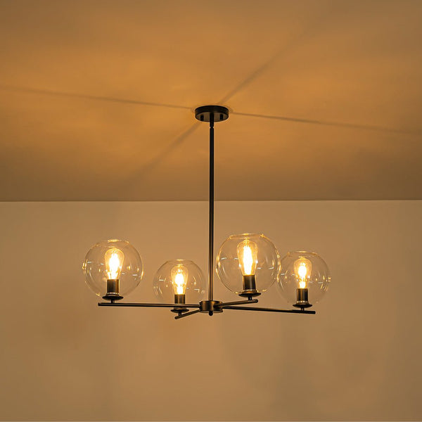Chandelierias - Modern Linear 4 - Light Criss - cross Hand - blown Glass Chandelier - Chandeliers - Black - 