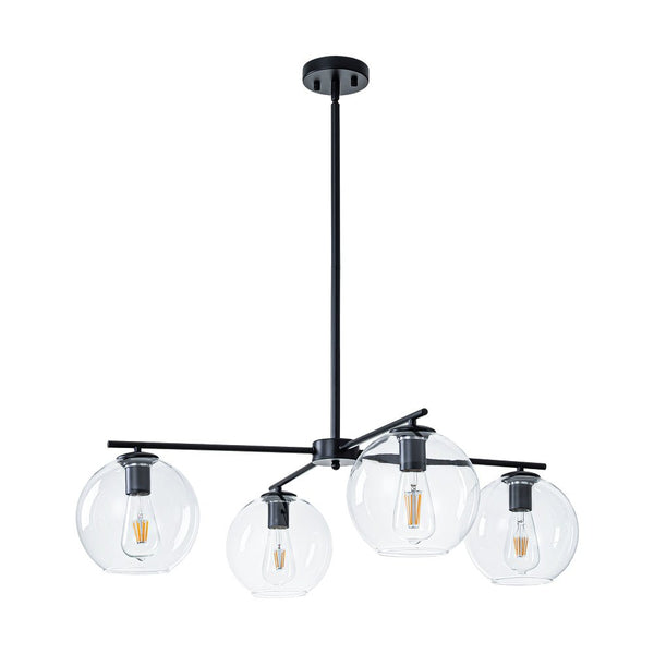 Chandelierias - Modern Linear 4 - Light Criss - cross Hand - blown Glass Chandelier - Chandeliers - Black - 