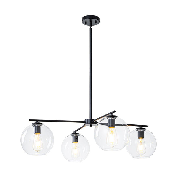 Chandelierias - Modern Linear 4 - Light Criss - cross Hand - blown Glass Chandelier - Chandeliers - Black - 
