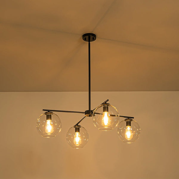 Chandelierias - Modern Linear 4 - Light Criss - cross Hand - blown Glass Chandelier - Chandeliers - Black - 