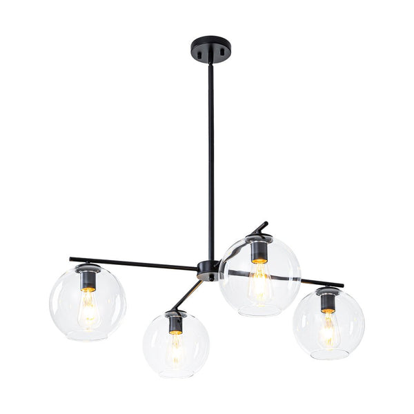 Chandelierias - Modern Linear 4 - Light Criss - cross Hand - blown Glass Chandelier - Chandeliers - Black - 