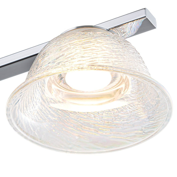 Chandelierias - Modern Linear 5 - Light Iridescent Bell Glass Chandelier - Pendant - Chrome - 