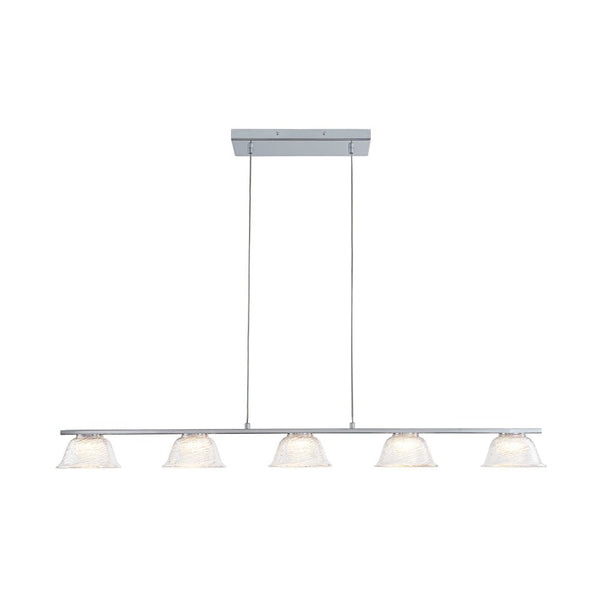 Chandelierias - Modern Linear 5 - Light Iridescent Bell Glass Chandelier - Pendant - Chrome - 