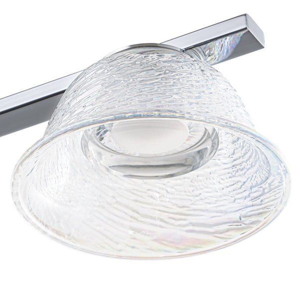Chandelierias - Modern Linear 5 - Light Iridescent Bell Glass Chandelier - Pendant - Chrome - 