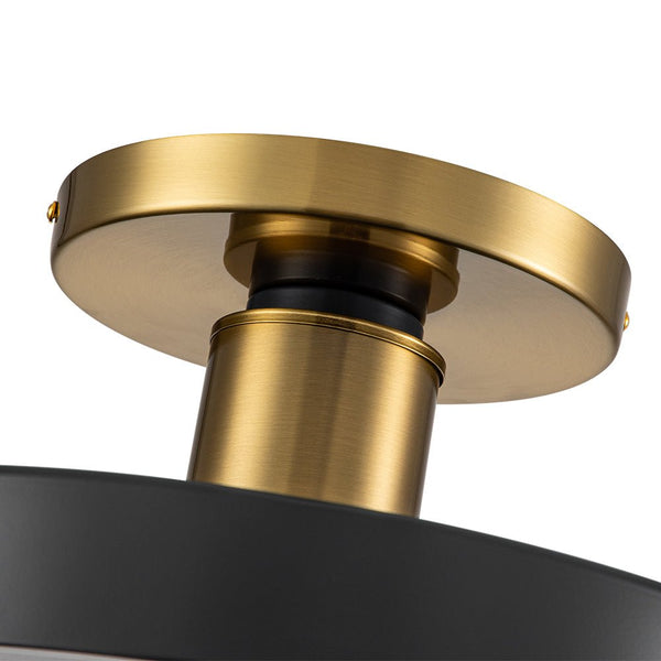 Chandelierias - Modern Minimalist Dimmable LED Drum Semi Flush Mount - Semi Flush - Matte Black - 