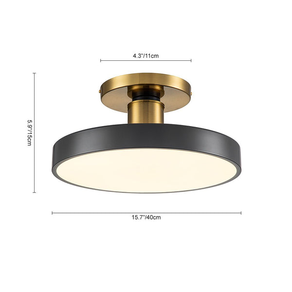 Chandelierias - Modern Minimalist Dimmable LED Drum Semi Flush Mount - Semi Flush - Matte Black - 