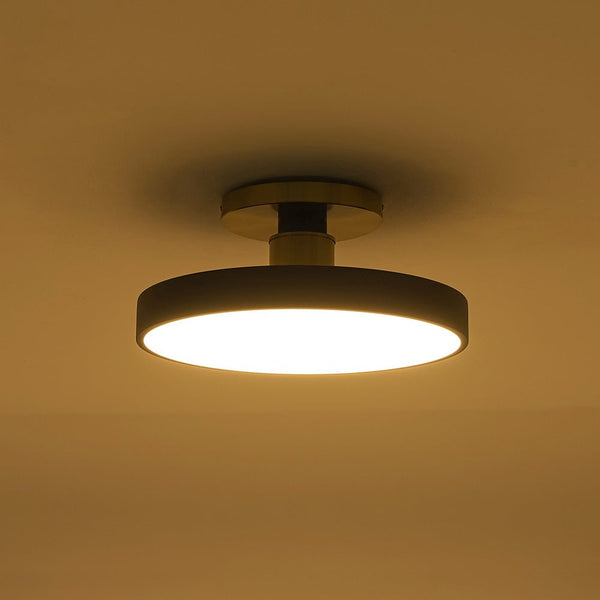 Chandelierias - Modern Minimalist Dimmable LED Drum Semi Flush Mount - Semi Flush - Matte Black - 