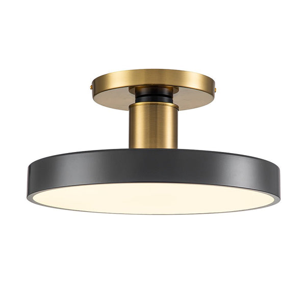 Chandelierias - Modern Minimalist Dimmable LED Drum Semi Flush Mount - Semi Flush - Matte Black - 