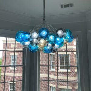 Chandelierias - Modern Multi - Color Cluster Bubble Chandelier - Chandelier - Blue Tone - 37 Globes (Pre - order)