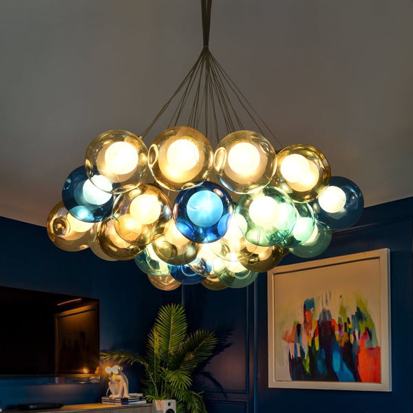 Chandelierias-Modern Multi-Color Cluster Bubble Chandelier-Chandelier-Blue Tone-37 Globes (Pre-order)