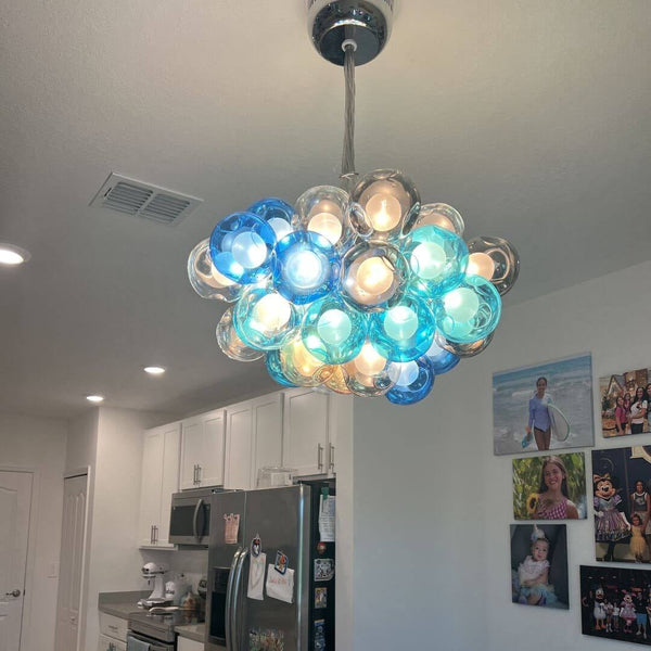 Chandelierias - Modern Multi - Color Cluster Bubble Chandelier - Chandelier - Blue Tone - 7 Globes