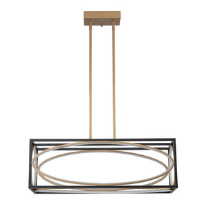 Chandelierias - Modern Rectangle Metal Frame Dimmable LED Chandelier - Chandeliers - Black & Gold - 